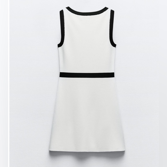 ZARA CONTRASTING PIPING KNIT MINI DRESS - Picture 3 of 6